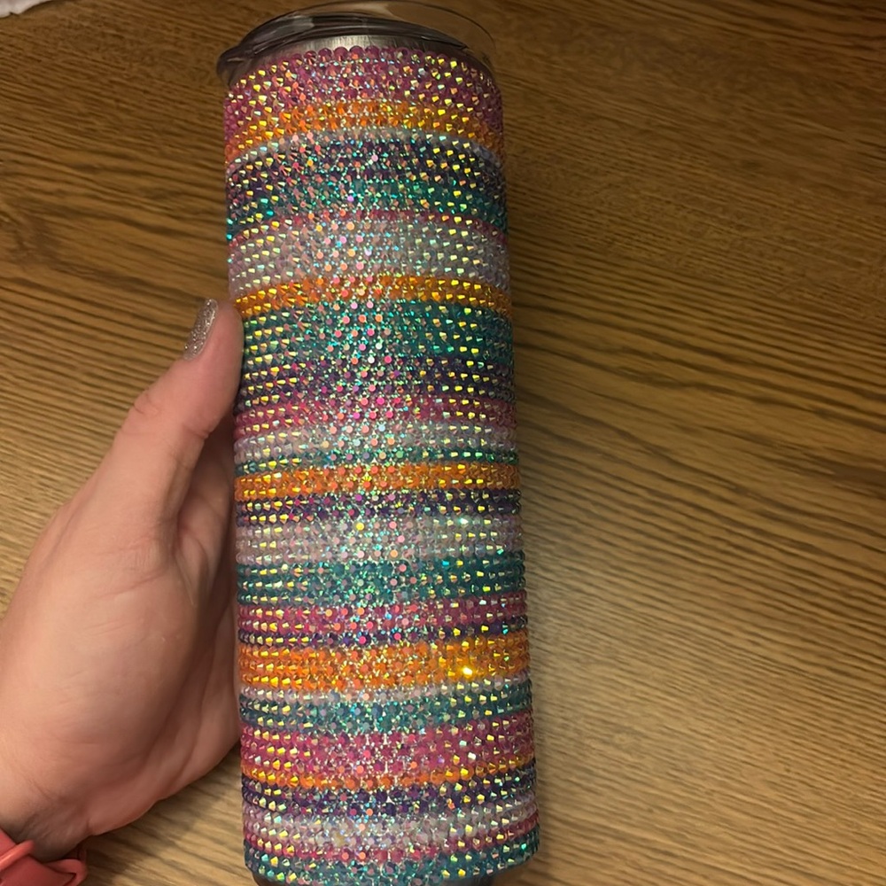 Rhinestone tumbler.